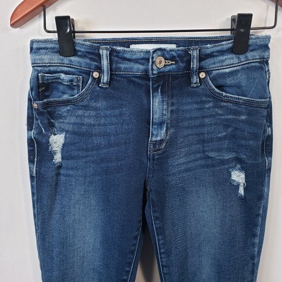 KanCan Women Sz 25/3 Cropped Ankle Raw Hem Distressed Mid Rise Stretch /A260 - Picture 3 of 9